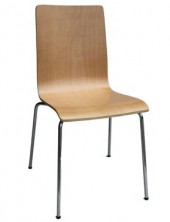 Carlos Chair. Ply Shell. Chrome 4 Legs. Clear Natural Beech